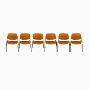 Stackable Chairs in Aluminum, Metal & Beech by Giancarlo Piretti for Castelli / Anonima Castelli, Set of 6-IJR-1145221