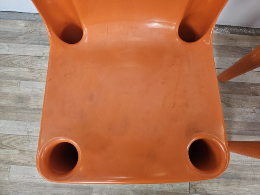 Stackable Chairs in Orange Plastic from the Casa 70 Collection by Albaplast for Dal Vera, 1970s, Set of 3-ZUW-2020082