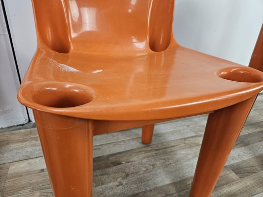 Stackable Chairs in Orange Plastic from the Casa 70 Collection by Albaplast for Dal Vera, 1970s, Set of 3-ZUW-2020082