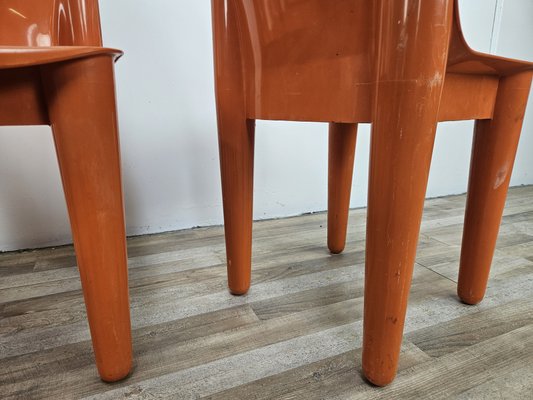 Stackable Chairs in Orange Plastic from the Casa 70 Collection by Albaplast for Dal Vera, 1970s, Set of 3-ZUW-2020082