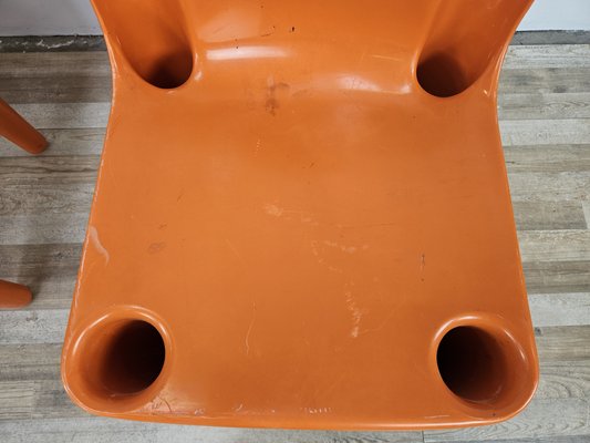 Stackable Chairs in Orange Plastic from the Casa 70 Collection by Albaplast for Dal Vera, 1970s, Set of 3-ZUW-2020082