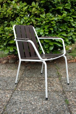 Stackable Garden Chairs in Teak and Steel Tube from Daneline Denmark, 1960s, Set of 5-OZL-1314523