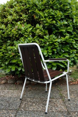 Stackable Garden Chairs in Teak and Steel Tube from Daneline Denmark, 1960s, Set of 5-OZL-1314523