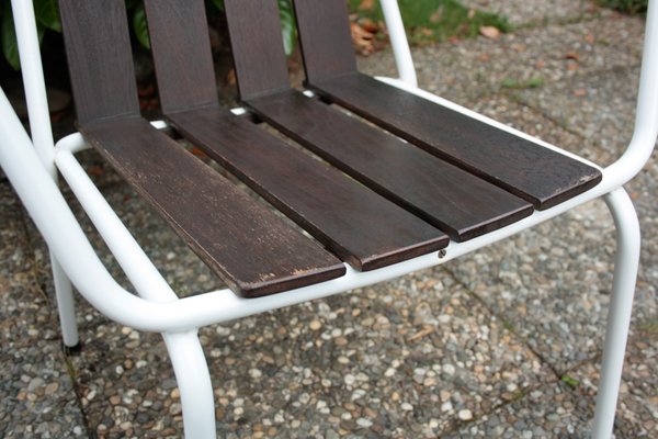 Stackable Garden Chairs in Teak and Steel Tube from Daneline Denmark, 1960s, Set of 5-OZL-1314523