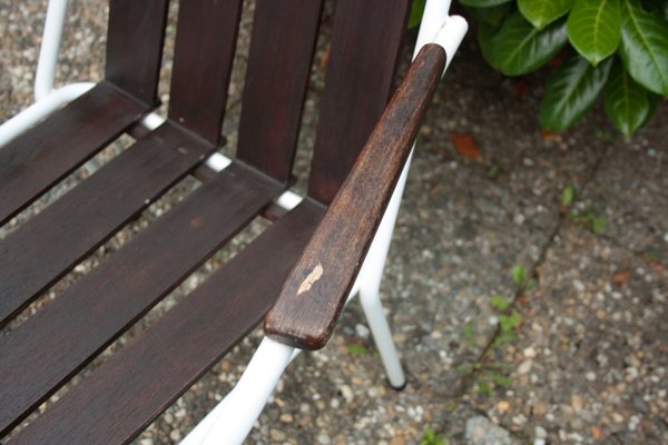 Stackable Garden Chairs in Teak and Steel Tube from Daneline Denmark, 1960s, Set of 5-OZL-1314523