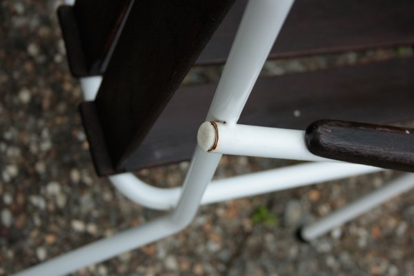 Stackable Garden Chairs in Teak and Steel Tube from Daneline Denmark, 1960s, Set of 5-OZL-1314523