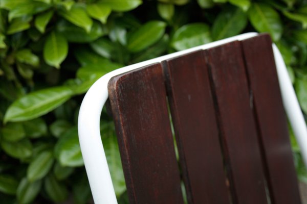 Stackable Garden Chairs in Teak and Steel Tube from Daneline Denmark, 1960s, Set of 5-OZL-1314523