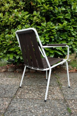 Stackable Garden Chairs in Teak and Steel Tube from Daneline Denmark, 1960s, Set of 5-OZL-1314523