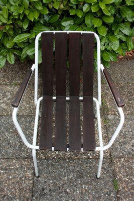 Stackable Garden Chairs in Teak and Steel Tube from Daneline Denmark, 1960s, Set of 5-OZL-1314523