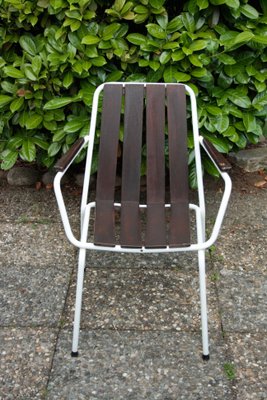 Stackable Garden Chairs in Teak and Steel Tube from Daneline Denmark, 1960s, Set of 5-OZL-1314523