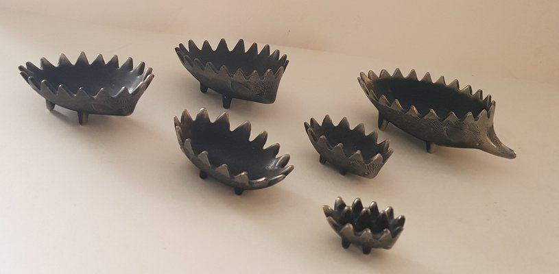 Stackable Hedgehog Ashtrays by Walter Bosse for Hertha Baller, 1950s, Set of 6-QDP-1805443