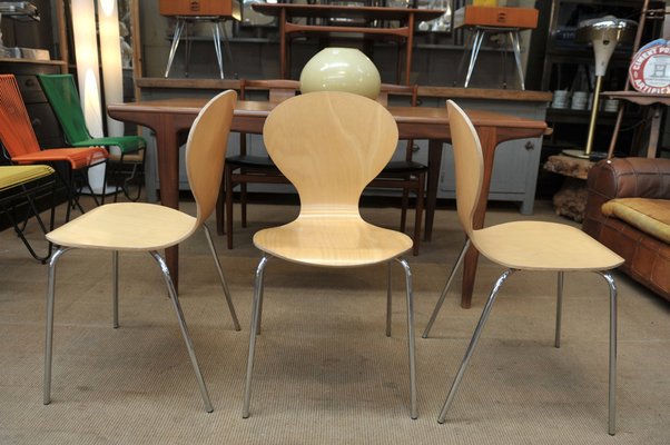 Stackable Metal and Wood Chairs, 1970, Set of 4-NEN-2043224