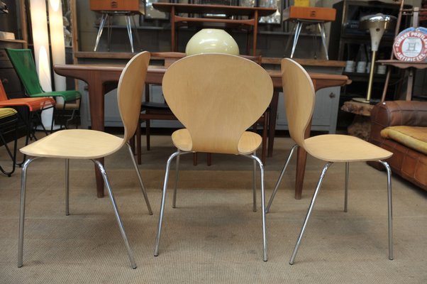 Stackable Metal and Wood Chairs, 1970, Set of 4-NEN-2043224