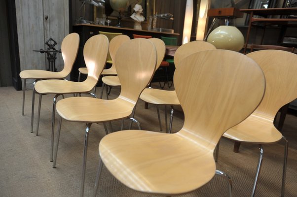 Stackable Metal and Wood Chairs, 1970, Set of 4-NEN-2043224