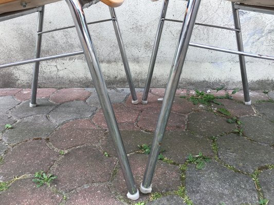 Stackable Metal and Wood Chairs, 1990s, Set of 4-WQQ-952275