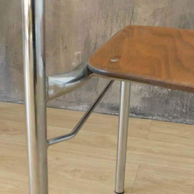 Stackable Plywood Chairs with Chrome Frame, 1950s, Set of 4-WK-841458