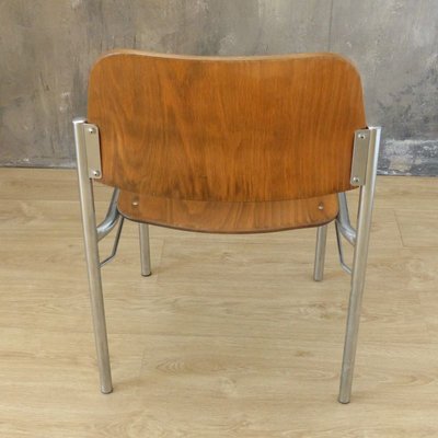 Stackable Plywood Chairs with Chrome Frame, 1950s, Set of 4-WK-841458