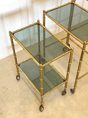 Stackable Trolleys in Brass & Faux Bamboo 1970s, Set of 3-NPC-982744