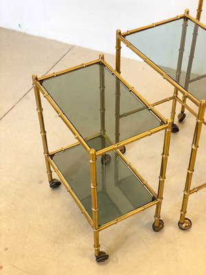 Stackable Trolleys in Brass & Faux Bamboo 1970s, Set of 3-NPC-982744