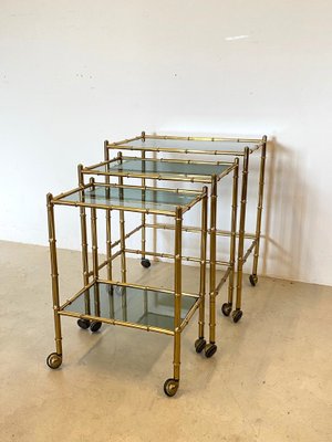 Stackable Trolleys in Brass & Faux Bamboo 1970s, Set of 3-NPC-982744