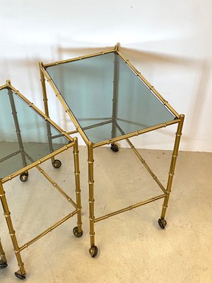 Stackable Trolleys in Brass & Faux Bamboo 1970s, Set of 3-NPC-982744