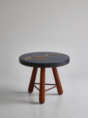 Stained Elm Mosaic Side Table by Otto Færge, Denmark, 1940s-WRF-1313475