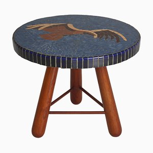 Stained Elm Mosaic Side Table by Otto Færge, Denmark, 1940s-WRF-1313475