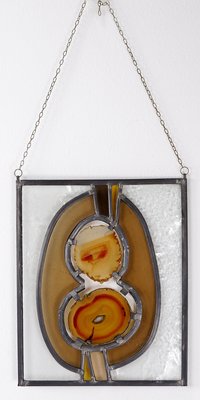 Stained Glass Panels with Agate Slices, 1980s, Set of 2-NYF-2019210