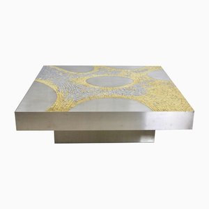 Stainless Steel and Brass Coffee Table by Jean Claude Dresse-MO-1295091