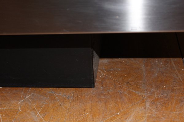 Stainless Steel Coffee Table with Black Glass Slab, 1970s-BCR-1408601