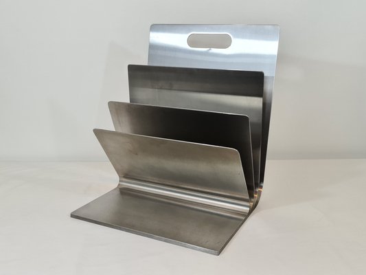 Stainless Steel Magazine Rack by Xavier Feal for Inux Industrie, 1970s-DOA-1723949