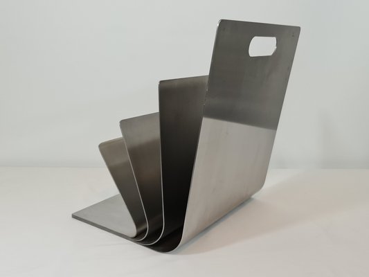 Stainless Steel Magazine Rack by Xavier Feal for Inux Industrie, 1970s-DOA-1723949