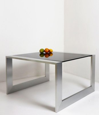 Stainless Steel Smoke Glass Coffee Table, 1970s-ESB-1376741