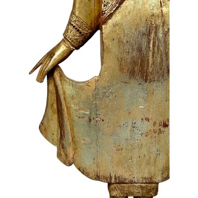 Standing Buddha Sculpture, 1960s, Wood with Gold Leaf-TCS-1706740