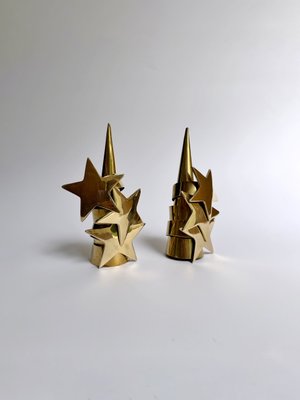 Star Gold Brass Napkin Rings from Whimsigoth, 1980s, Set of 6-VTK-2020072