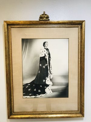 State Portrait of Former Dutch Queen Juliana in Gold Frame with Plaster Crown by Marius Meijboom, 1948-WQJ-745437