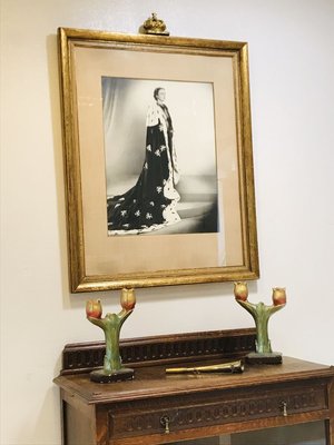 State Portrait of Former Dutch Queen Juliana in Gold Frame with Plaster Crown by Marius Meijboom, 1948-WQJ-745437