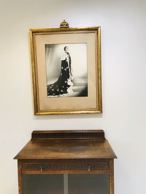 State Portrait of Former Dutch Queen Juliana in Gold Frame with Plaster Crown by Marius Meijboom, 1948-WQJ-745437