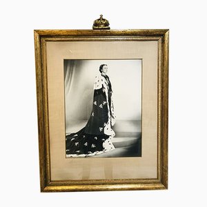 State Portrait of Former Dutch Queen Juliana in Gold Frame with Plaster Crown by Marius Meijboom, 1948-WQJ-745437