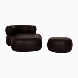 States Lounger and Stool in Leather from La Nuova Casa, Set of 2-RQW-2026529