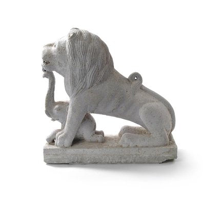 Statue of a Lion with a Small Elephant-NQ-625017