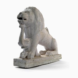 Statue of a Lion with a Small Elephant-NQ-625017