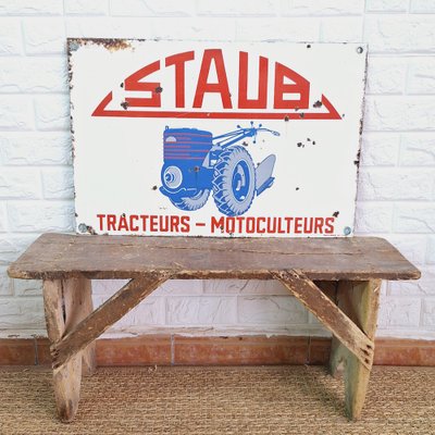 Staub Tractors Metal Enamel Sign, France, 1950s-FRB-1756714