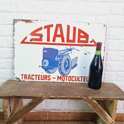 Staub Tractors Metal Enamel Sign, France, 1950s-FRB-1756714