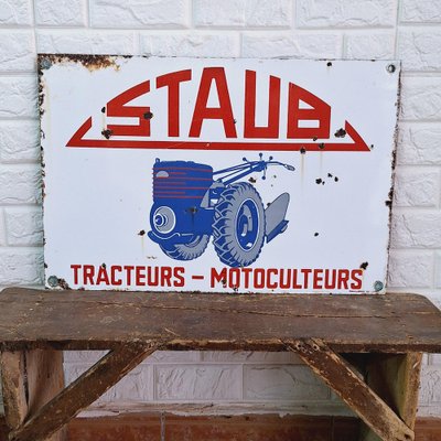 Staub Tractors Metal Enamel Sign, France, 1950s-FRB-1756714