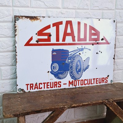 Staub Tractors Metal Enamel Sign, France, 1950s-FRB-1756714