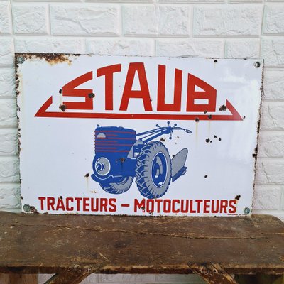 Staub Tractors Metal Enamel Sign, France, 1950s-FRB-1756714