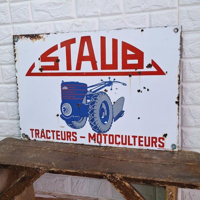 Staub Tractors Metal Enamel Sign, France, 1950s-FRB-1756714