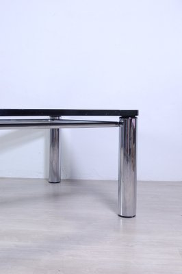 Steel and Black Enameled Wood Square Table, 1970s-XSG-1383890