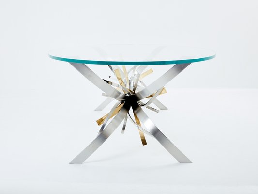 Steel and Brass Dining Table by Maria Pergay, 1970-YJA-1820227